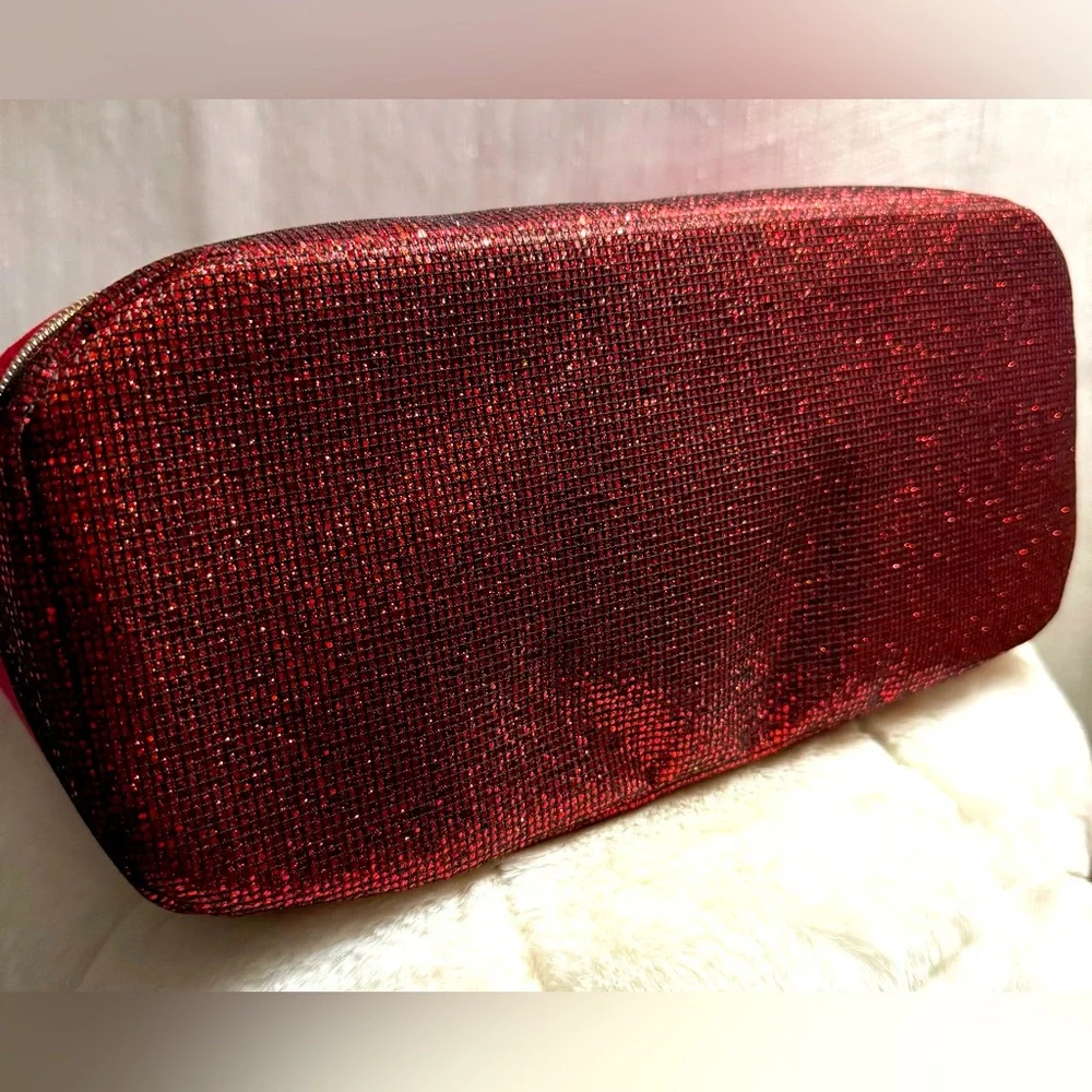 NEW Juicy Couture Red Felt Bling Cosmetics Bag